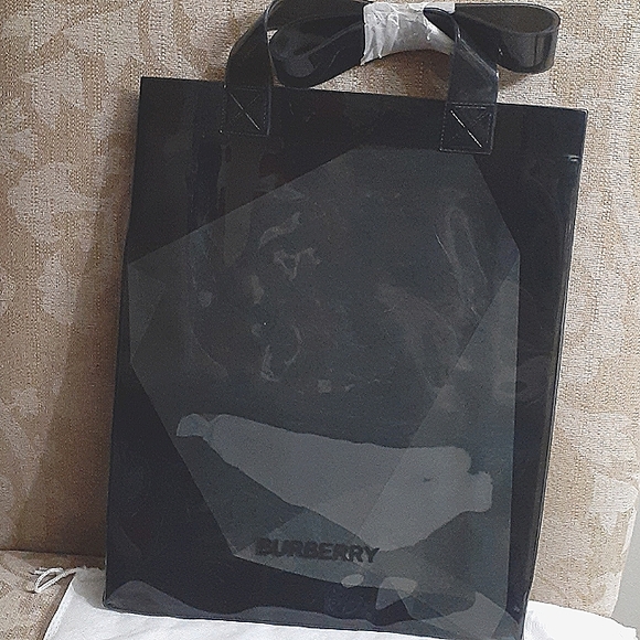 BURBERRY BLUE TINTED CLEAR TOTE NEW AUTHENTIC - Picture 2 of 4